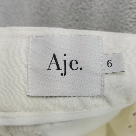 Aje Pants Womens 6 White Beige Ankle Lace Up Linen Designer Baggy Paperbag - Picture 3 of 10